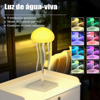 Lâmpada de Água-Viva Dançante com Controle de Voz: Luz Noturna de Cor + Mesa de Mudança para Atmosfera e Decoração em Oferta na Shopee