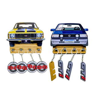 Porta Chaves Carro Clássico MDF + 4 Chaveiros | Opala SS ou Gol GTI