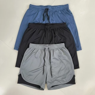 Kit 3 Shorts 2 em 1 Masculino Com Bolso Interno Compressão para Corrida Treino Academia Dia a dia