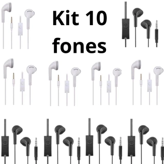 kit 10 Fone de Ouvido com Fio e Microfone 3.5mm compativel - celular- notebook - tablet - PC em Oferta na Shopee