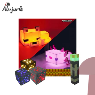 Luminaria Abajur Raposa Cubo axolotl LED Pixelada Estilo Minecraft Recarregavel 5V Com Cabo USB