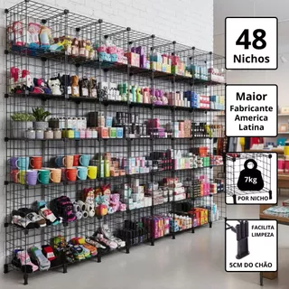 Estante 48 Nichos Guarda Tudo Organizar Estoque de Loja Expositor para Vitrine Modular e Expansível em Oferta na Shopee
