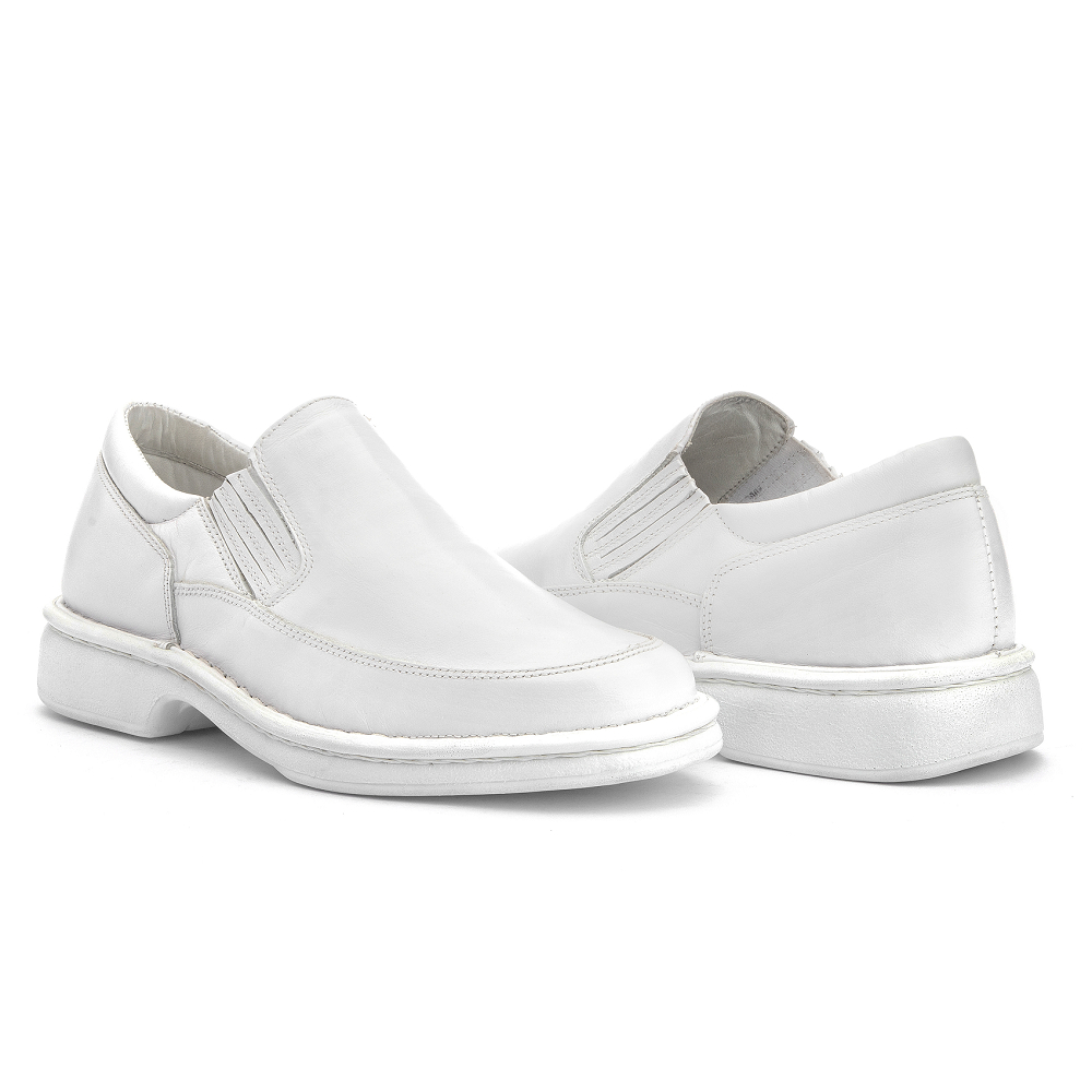 sapato social branco confort gel ortopedico couro nobre para trabalho ...