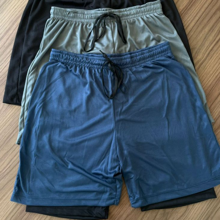 KIT 3 SHORT 2 EM 1 MASCULINO DRY FIT
