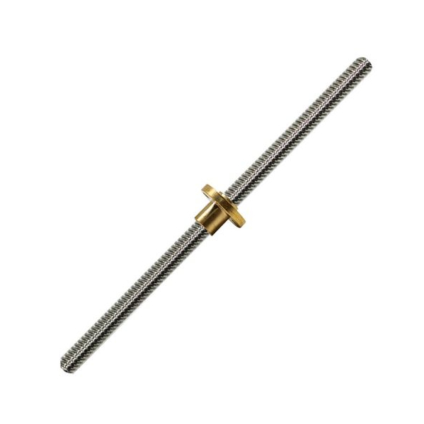 2 Fusos Trapezoidais Tr8 X 200mm Passo 8 + 2 Castanhas Em Metal + 2 Acopladores Flexíveis