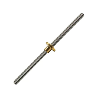 2 Fusos Trapezoidais Tr8 X 200mm Passo 8 + 2 Castanhas Em Metal + 2 Acopladores Flexíveis