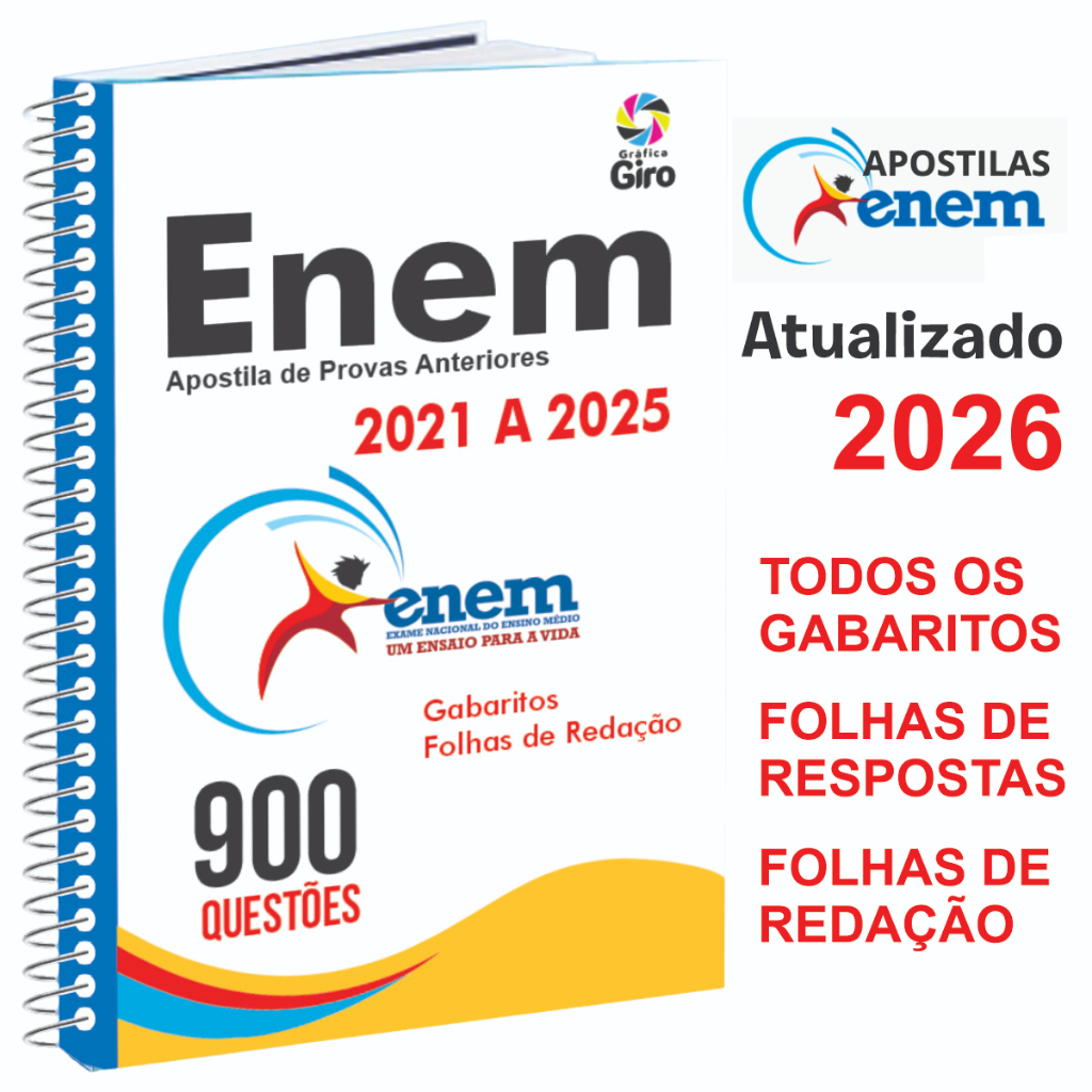 Apostila Enem Provas Antigas Anteriores 5 Anos Provas 2021 a 2025 com ...