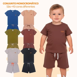 Kit 10 peças de Bebe Menino Estilo Casual Minimalista Monocromático Verão Infantil Menino Casual ou Kit 6 peças