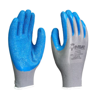 Luva Imbat Tricotada com Banho Palmar em Latex Azul Tamanho 9 - Embalagens com 12 Pares em Oferta na Shopee