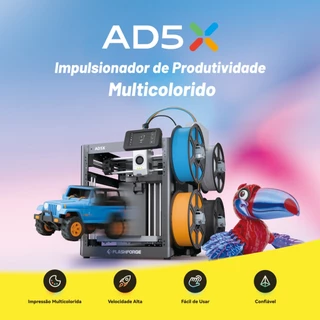 Impressora 3D Flashforge AD5X Multicor 600mm/s Core XY Nivelamento Automático Profissional