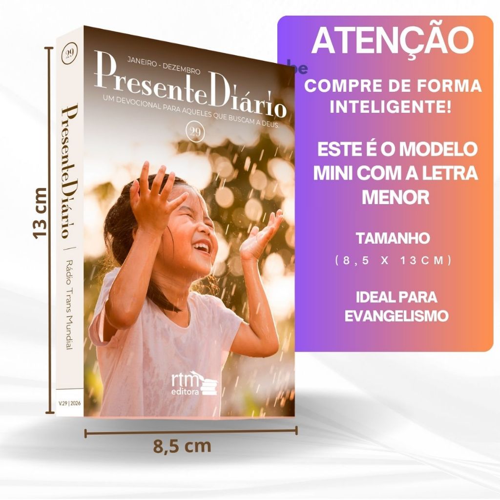 Kit 6 Livros Devocional Presente Diário 29 Pão Diário Mini 2026
