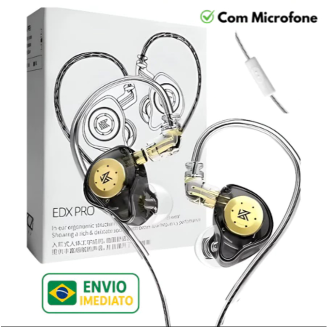 ORIGINAL Fone KZ EDX Pro Profissional Gamer Lacrado e Som Alta Definição Retorno de Palco