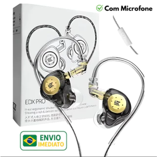 ORIGINAL Fone KZ EDX Pro Profissional Gamer Lacrado e Som Alta Definição Retorno de Palco