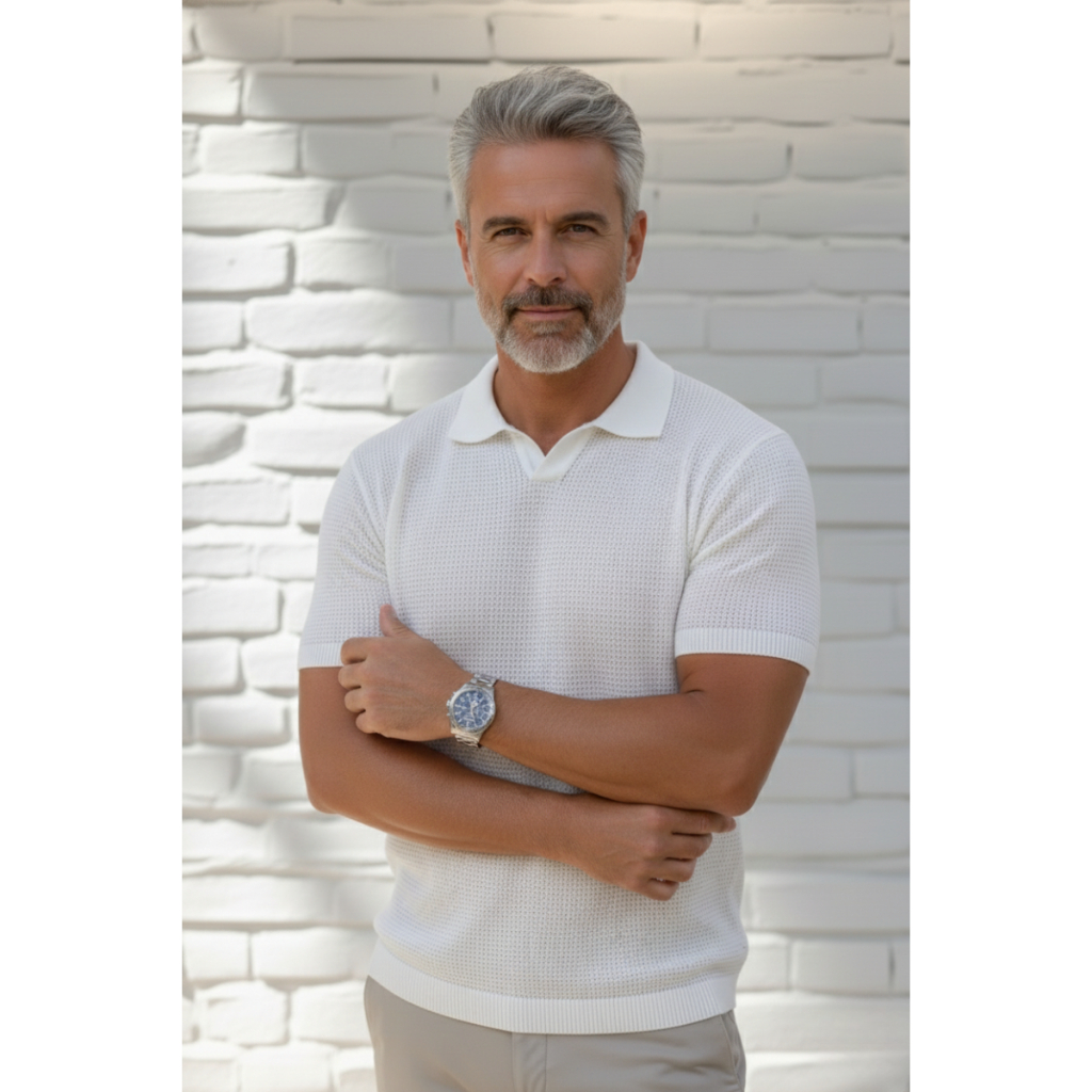 Camisa Gola Polo Old Money para Homens Malha Macia tricô Cor Sólida e ...