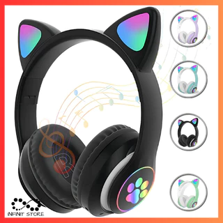 Fone De Ouvido Headphone Orelha De Gato Bluetooth Sem Fio Com Led