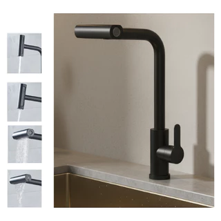 Torneira Cozinha Gourmet Fria Pia Cuba Bancada Metal Aço Inoxidável Preto Fosco