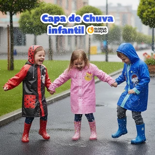 OFERTA ESPECIAL💖 Capa de chuva infantil poncho infantil menino menina com capuz e bolsos PVC em Oferta na Shopee