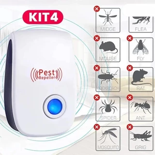 KIT 4/3/2/1 Repelente Eletrônico Ultrassônico Mosca Pernilongos Baratas Morcegos repele e Espanta Ratos bivolt