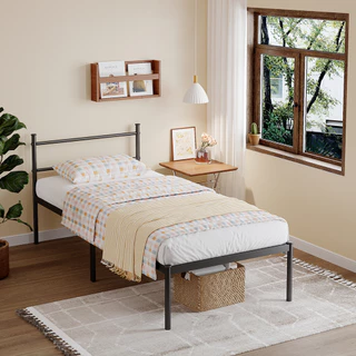 Cama de Solteiro e Casal Estrado de Metal Dobrável Fácil de Montagem Com Criado-Mudo Incluso Ripas de Aço Antiderrapante em Oferta na Shopee