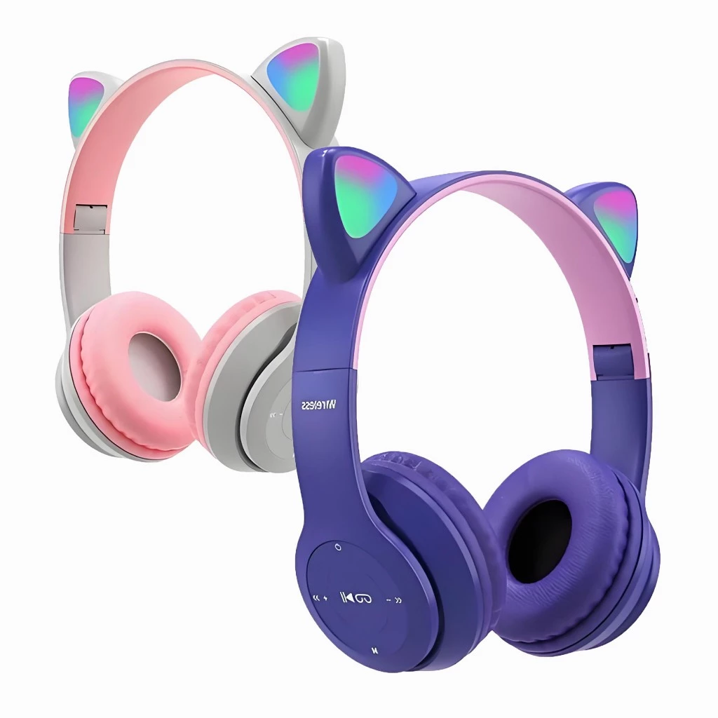 Foco de ouvido bluetooth com ouvido de gato com luz colorida com fone de ouvido sem fio X4/X2