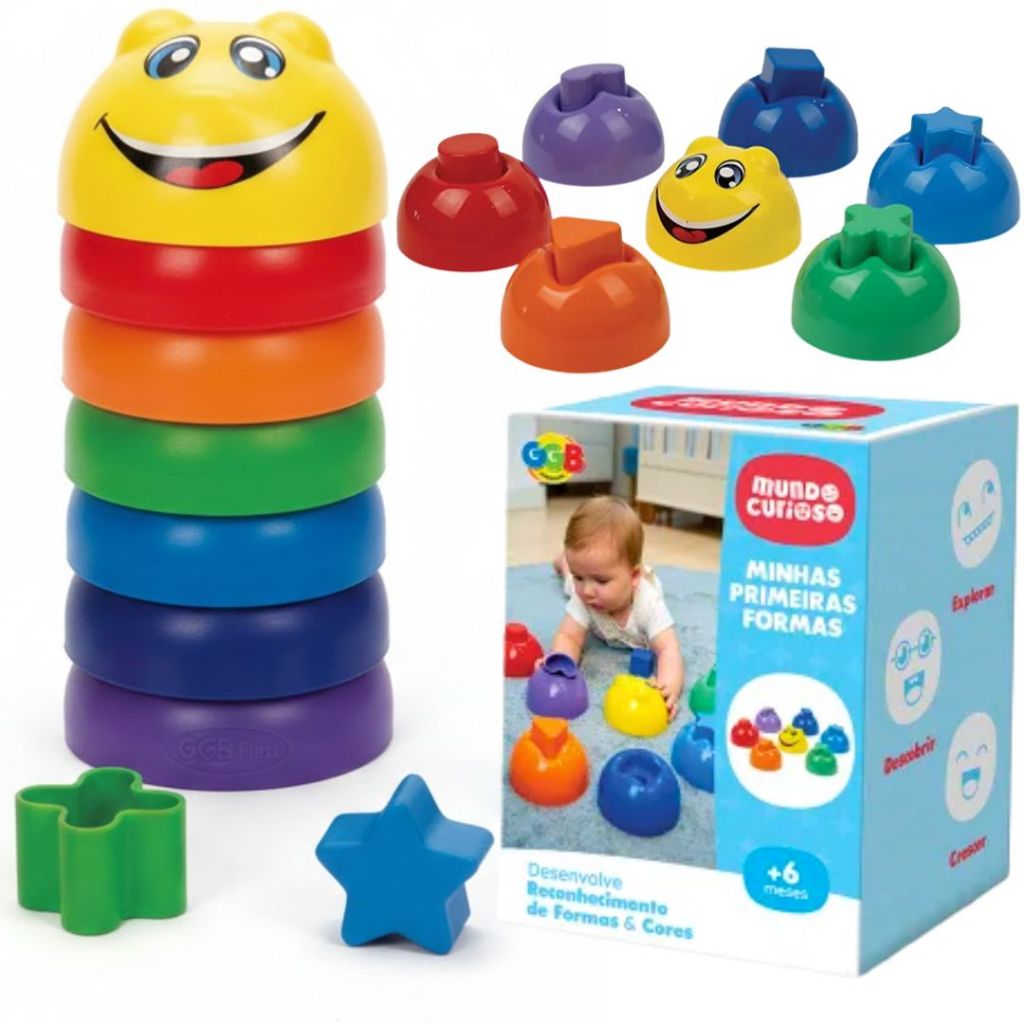 Brinquedo Infantil Bebê Formas Coloridas De Empilhar Encaixar Montar 13 ...
