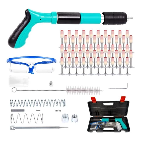 Pistola de Fixação Direta + 50 Pinos Prego para Drywall, Concreto e Alvenaria – Ferramenta de Impacto Manual