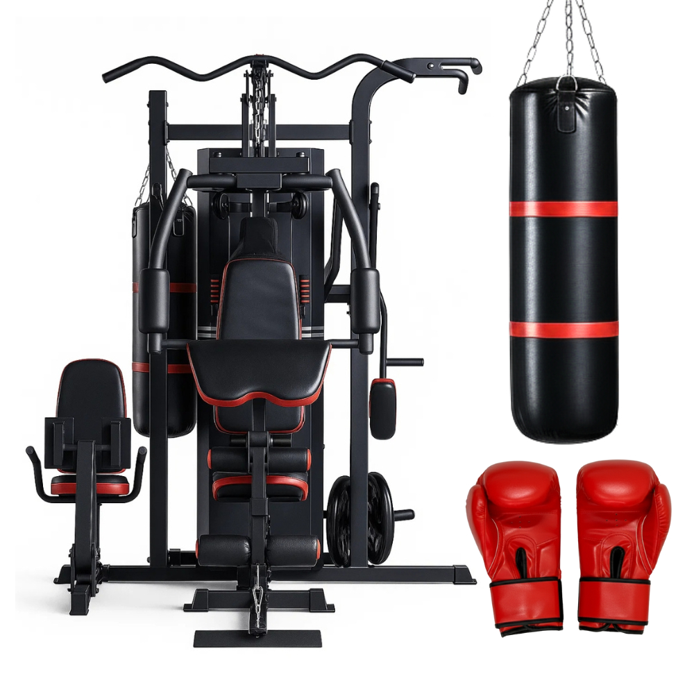 Multi Estação Musculação 4 Frentes Saco Boxe Completa Academia 75kg ...