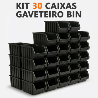 Kit 30 Caixa Gaveta BIN Organizadora Plástica Empilhável Parafusos Ferramentas Oficina Gaveteiro