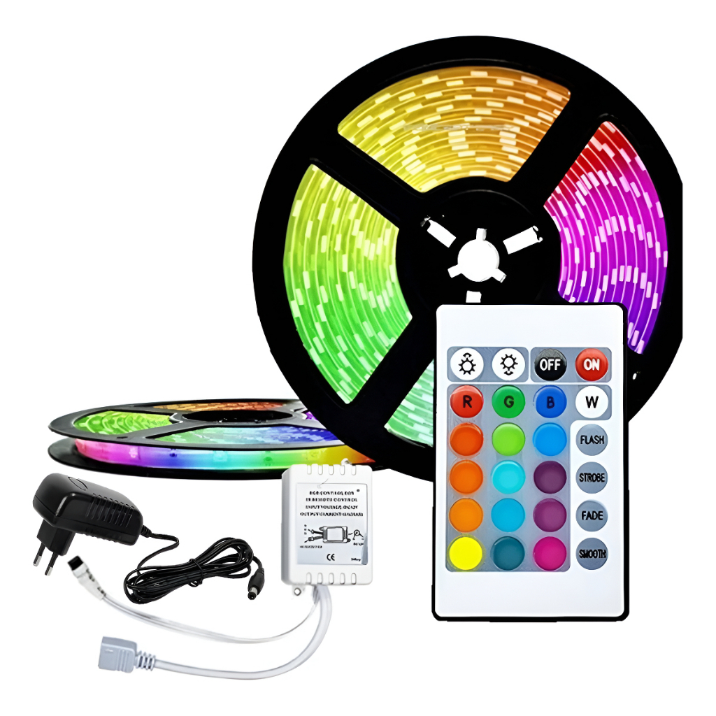 Fita De LED Rgb 5 Metros Som Automotivo Decoração Tensão De Operação ...