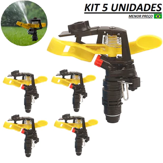 Kit 5 Aspersor Setorial Irrigador Para Irrigação Tipo Espiga Jardim 1/2 - Oferta