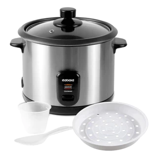 Panela de Arroz Elétrica 10 Xícaras 1,8L 220V Prata | Cozimento Rápido • Antiaderente • Tampa com Válvula em Oferta na Shopee