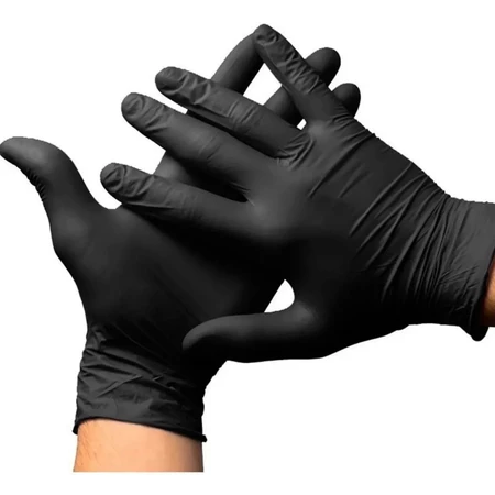 Kit 100 Luvas pretas sem pó viniflex descartáveis pronta entrega salão barbearia jardinagem