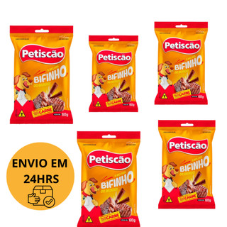 Kit 5 Bifinho Petisco pacote 60g Sabor Carne em Oferta na Shopee