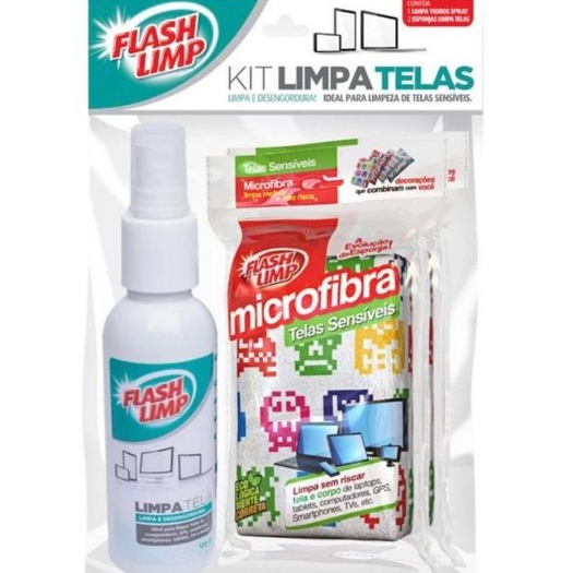 Kit Limpa Telas Estampas Sortidas KIT0528 Flash Limp -Smartphones, Notebooks, Televisores Sem Riscar