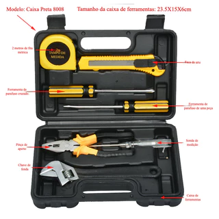 Conjunto de caixa de ferramentas de 8 peças para uso doméstico e reparos manuais