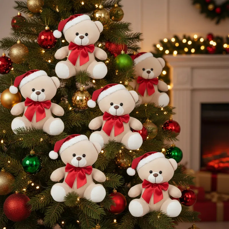 Kit Ursinhos de Pelucia Natalinos Para Árvore De Natal Decoração 15cm ...