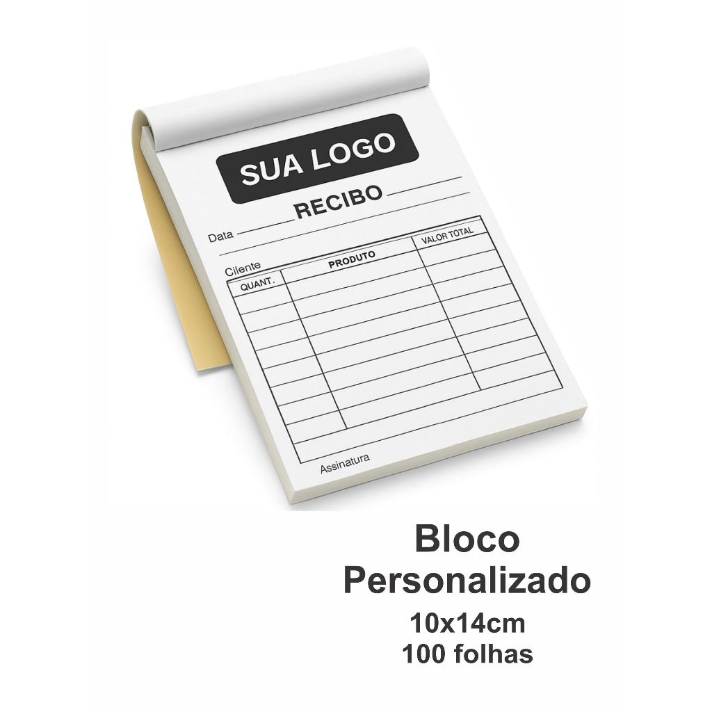 BLOCOS RECIBO DE VENDA SULFITE 10x14cm PERSONALIZADO COM 100 FOLHAS ...