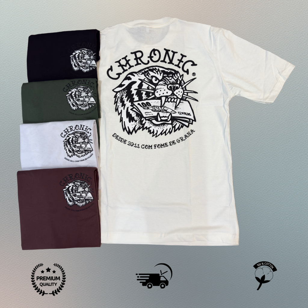 Camiseta masculina Streetwear 100% algodão unissex casual Fome de grana