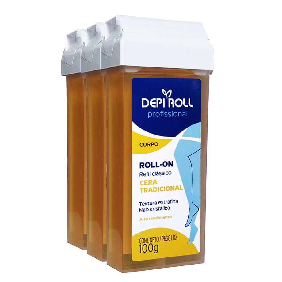 Depi Roll Kit c/3 Cera Roll-On Tradicional 100g | Shopee Brasil