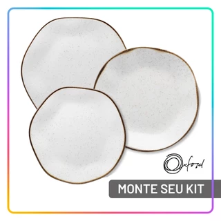 Aparelho de Jantar Oxford Maresia Jogo de Pratos Rasos, Fundos Sobremesa Porcelana com Opções de Kit