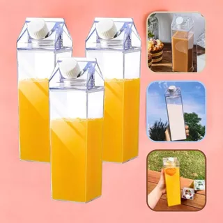 Kit 1-3 Garrafa de Acrílico Plástico Sem BPA Resistente Geladeira Suco Leite Chá Quadrada Resistente1L