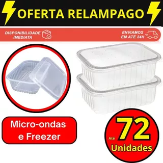72 Kit Pote Embalagem Marmita Descartavel 1000 ml 500 ml 350 ml 250ml 750 ml Microondas e Freezer