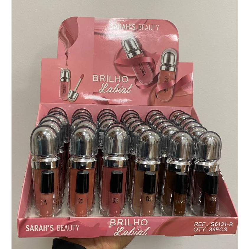 Kit Gloss labial Sarah's Beauty com 6 cores. | Shopee Brasil