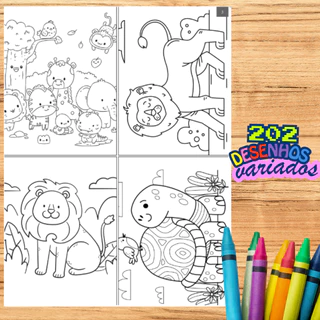 200 Desenhos para Colorir Animais Infantil Educativas Crianças Pintura Safari Fazenda Zoológico em Oferta na Shopee