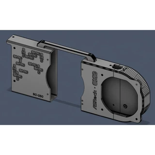 case da ASRock BC-250 com um suporte (scooper) impresso em 3D