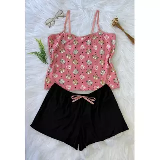 Pijama Baby Doll Conjunto Short Doll Feminino em suede estampado em Oferta na Shopee