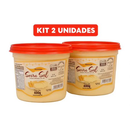 Kit 2 Manteiga Serra Sul Artesanal com Sal ~400g Cada | Sabor Tradicional Mineiro | Cremosa e Fresca