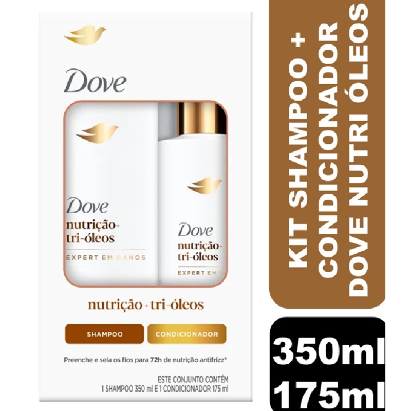 Kit Dove Nutrição + Tri-Óleos Shampoo 350ml + Condicionador 175ml ...