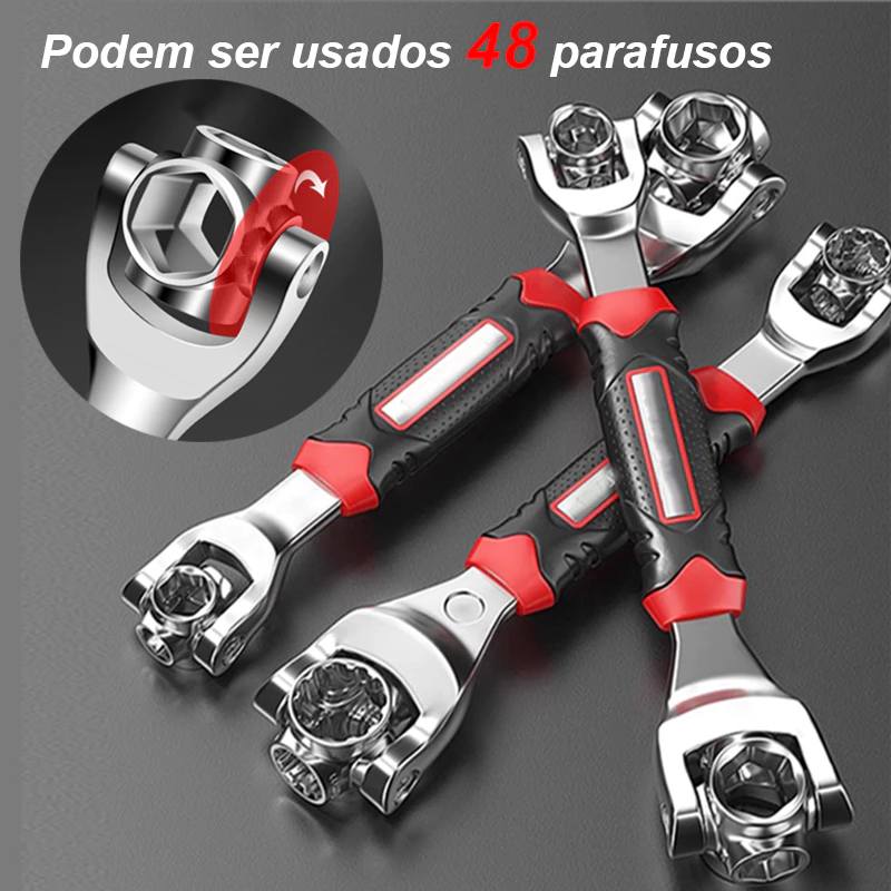 Chave Multifuncional 48 Em 1 360º Jogo ferramentas chave Soquete Universal 48 peças 8 19mm Universal Profissional