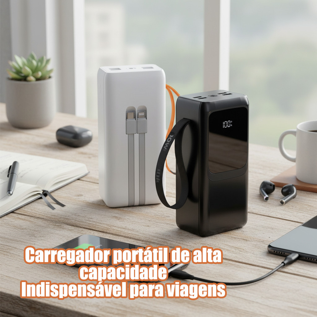 Carregador Portátil Power Bank 50000mah Turbo 22.5W PD Rápido -envio ...